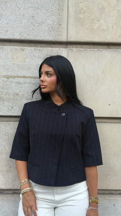 Veste courte à manches [ Bleu ]