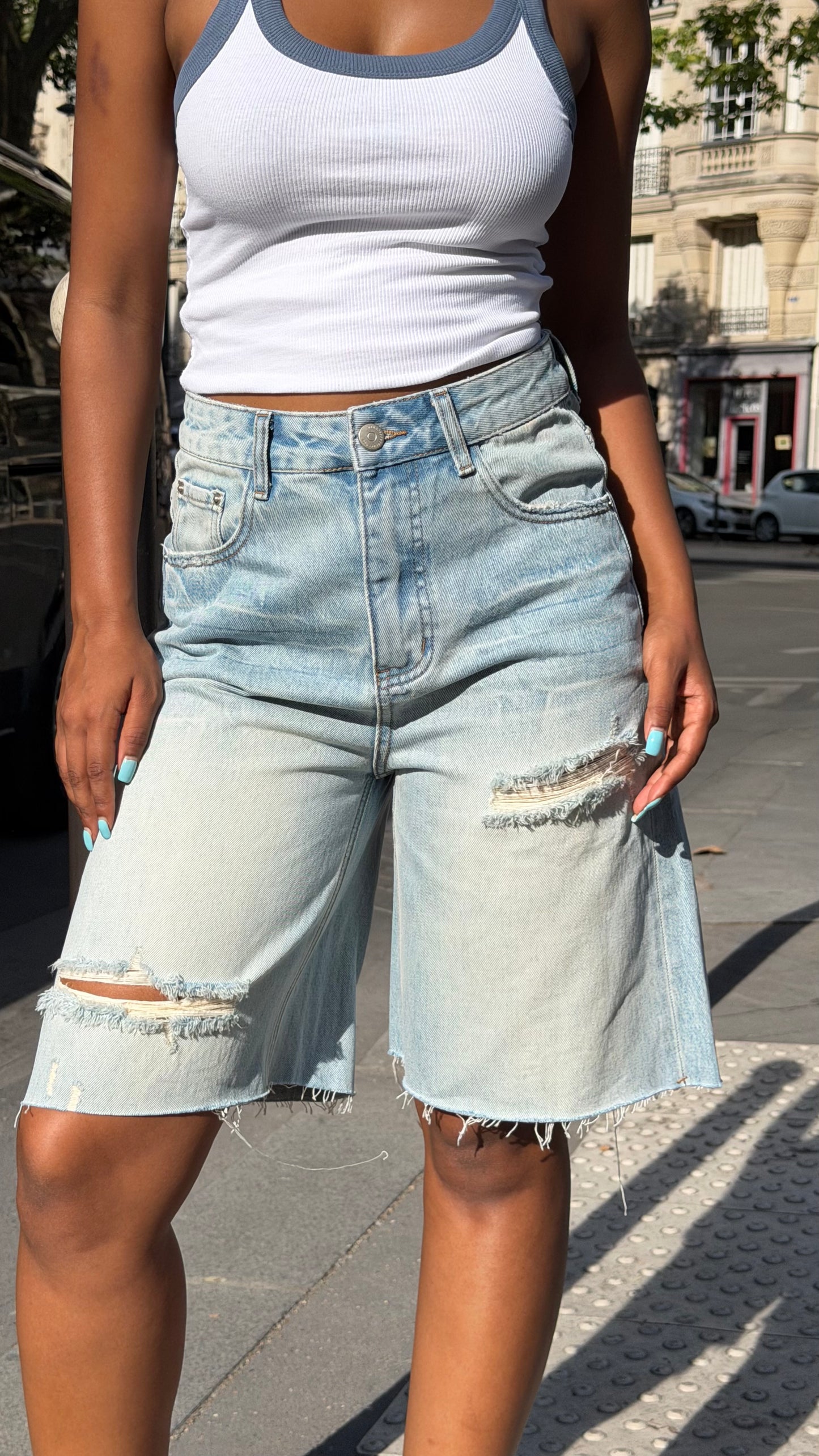 Bermuda en jean [ Bleu]