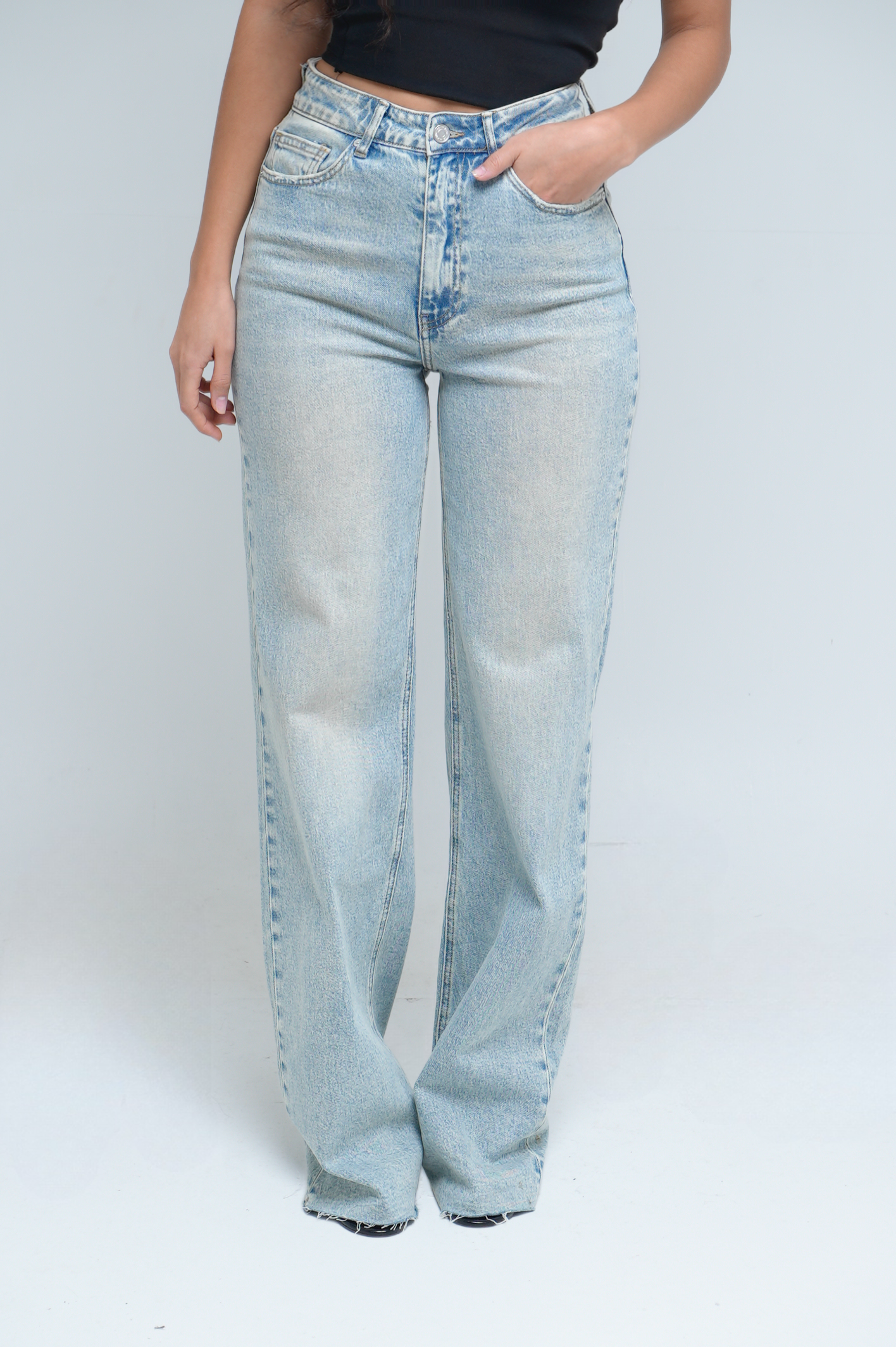 Jean wide leg délavé Tall