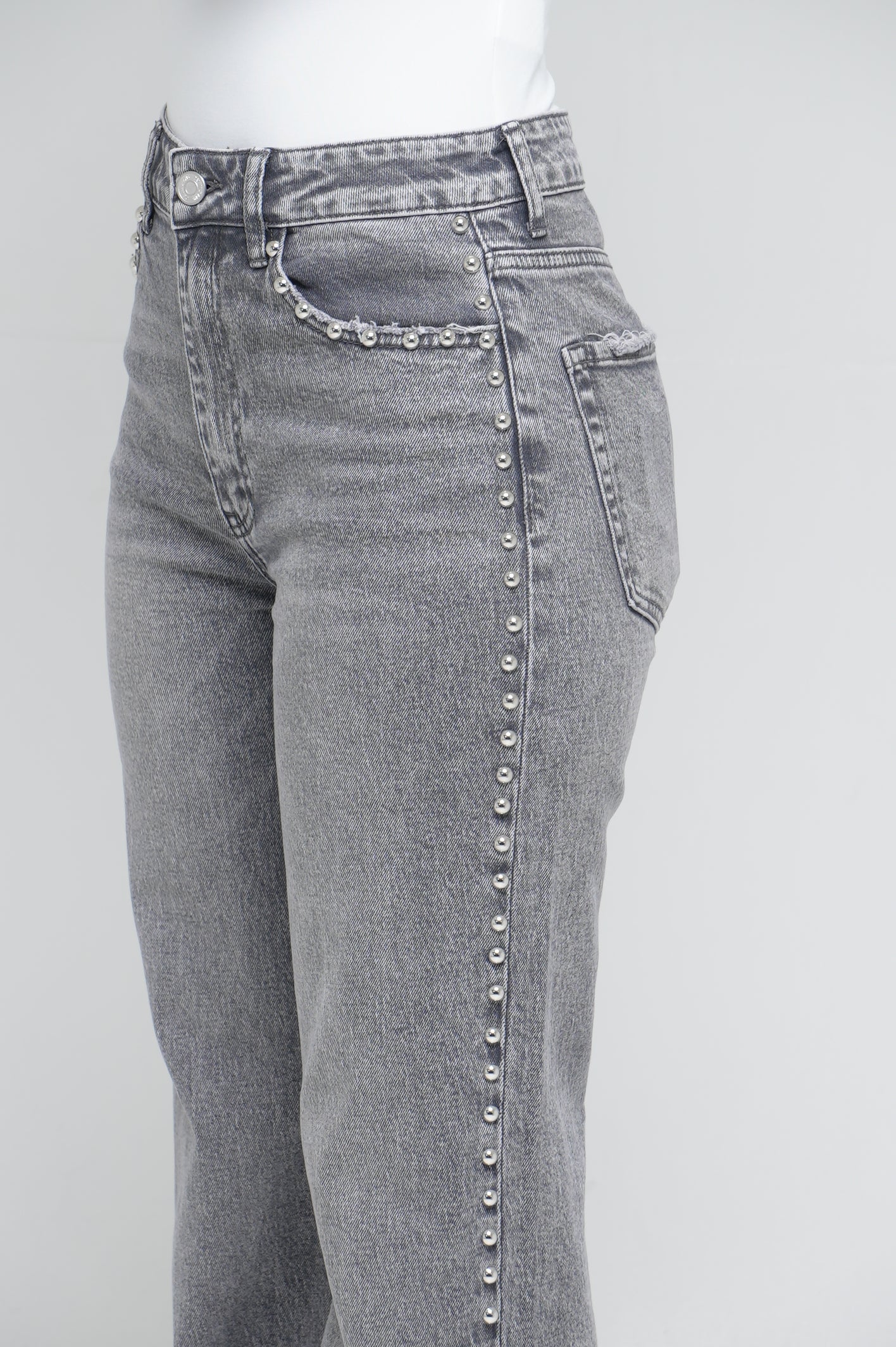 Jean wide leg clouté [ Gris ]