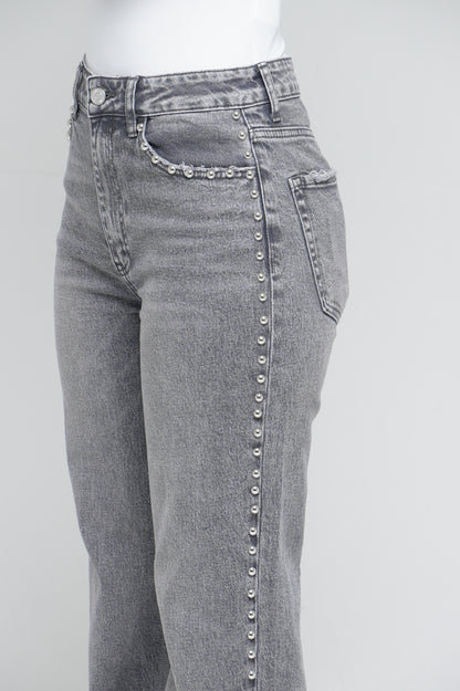 Jean wide leg clouté [ Gris ]