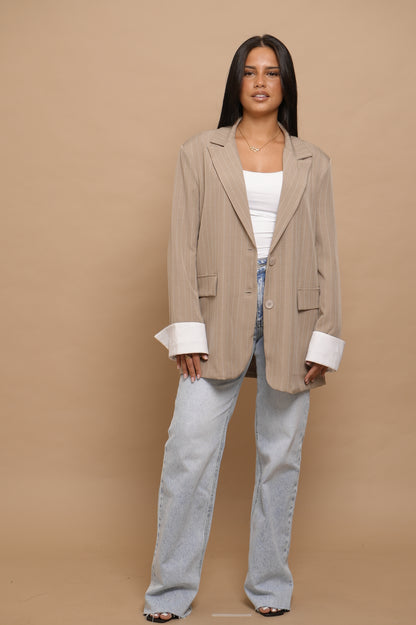 Blazer à rayure [ marron]