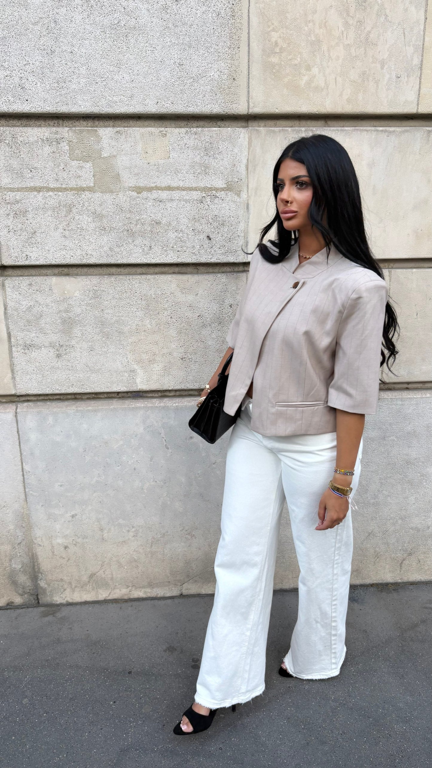 Veste courte à manches [ Beige]