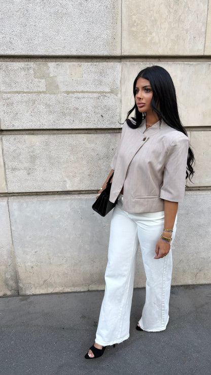 Veste courte à manches [ Beige]