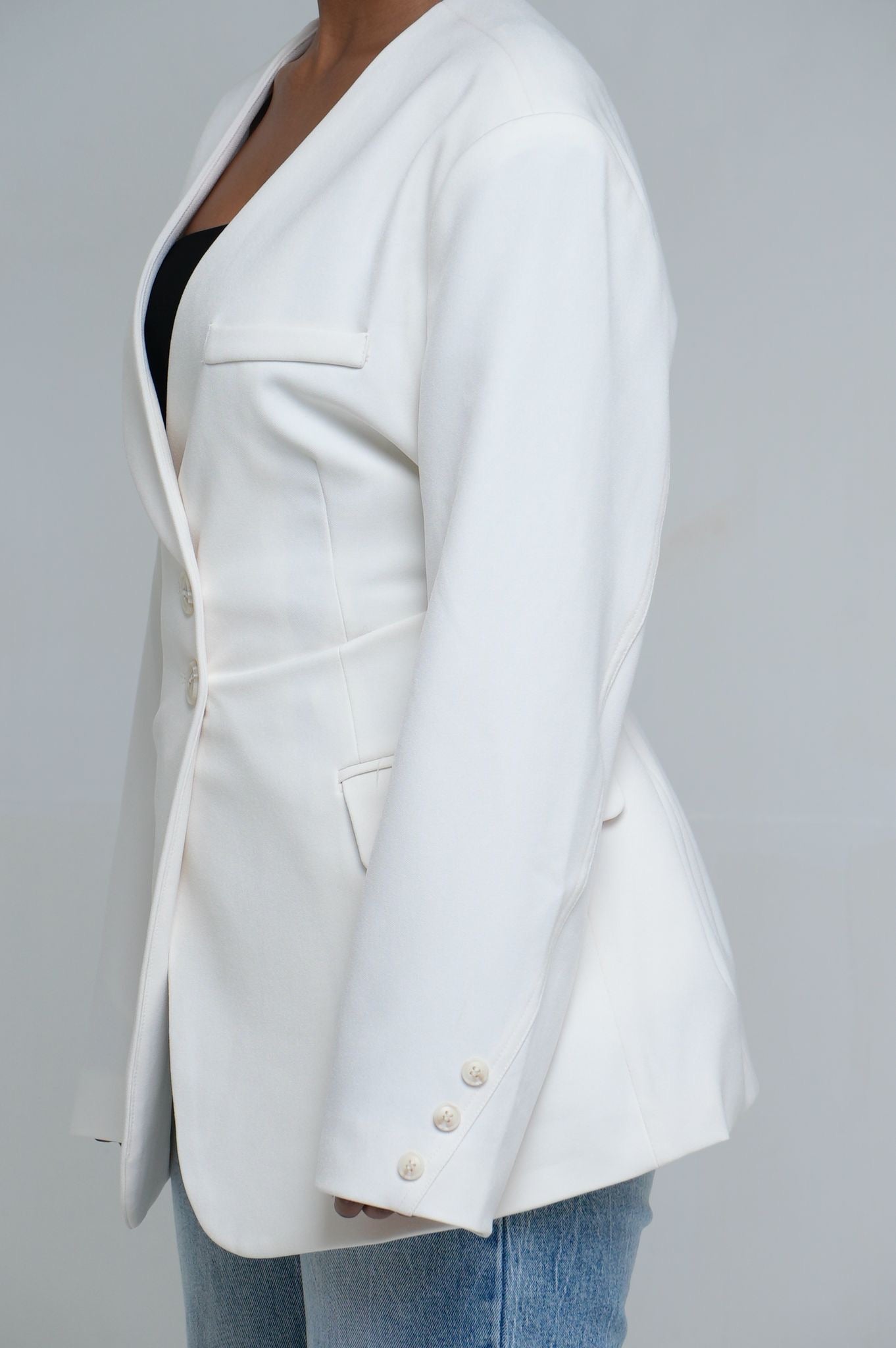 Blazer cintré à bouton [ Blanc écru]
