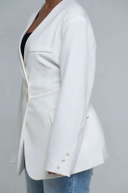 Blazer cintré à bouton [ Blanc écru]