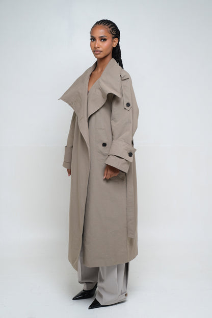 Trench asymétrique [Beige/ Kaki]
