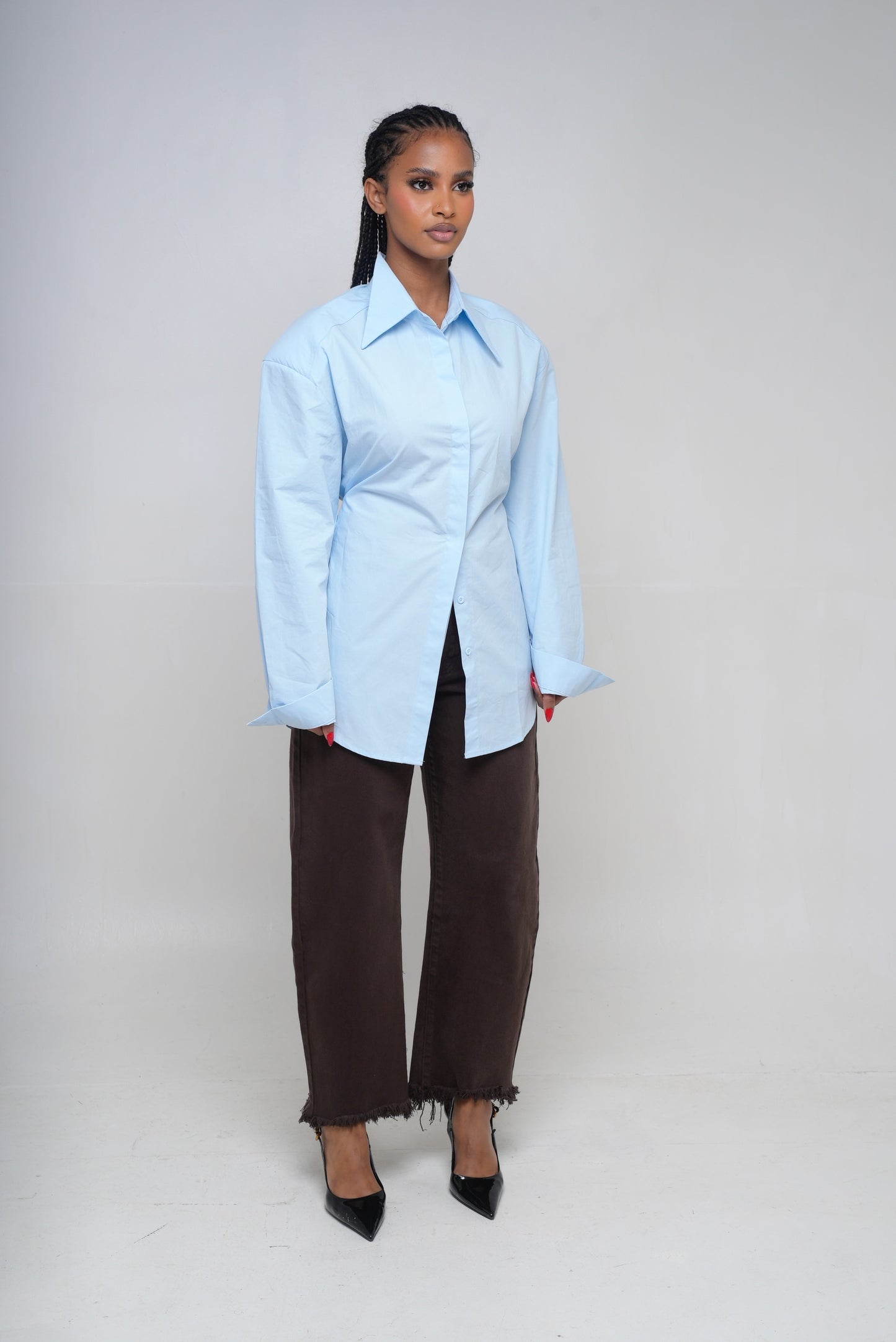Chemise épaulette [Bleu]