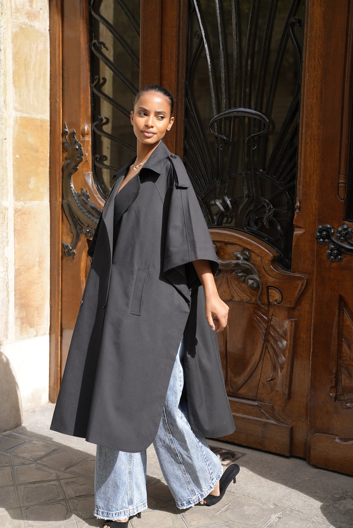 Trench cape [Noir]