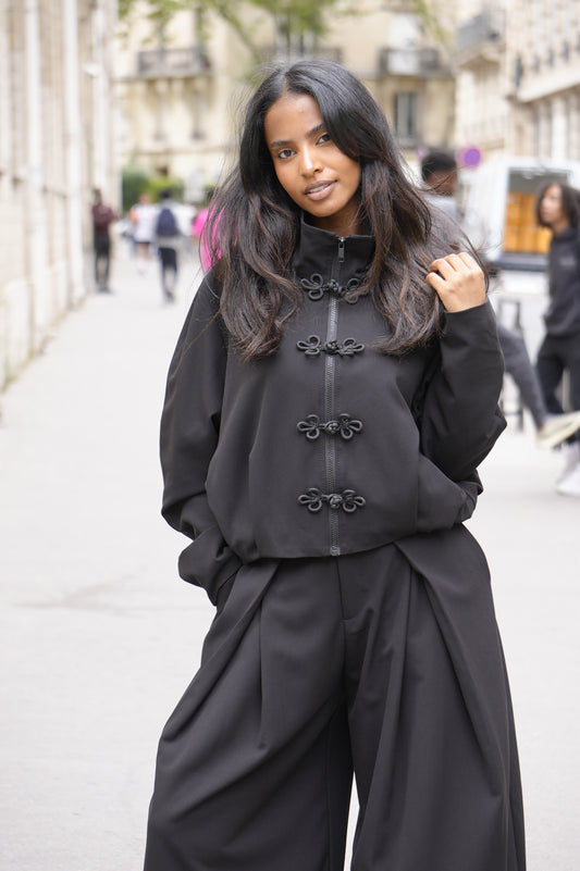 Veste inspi à crochet [Noir]