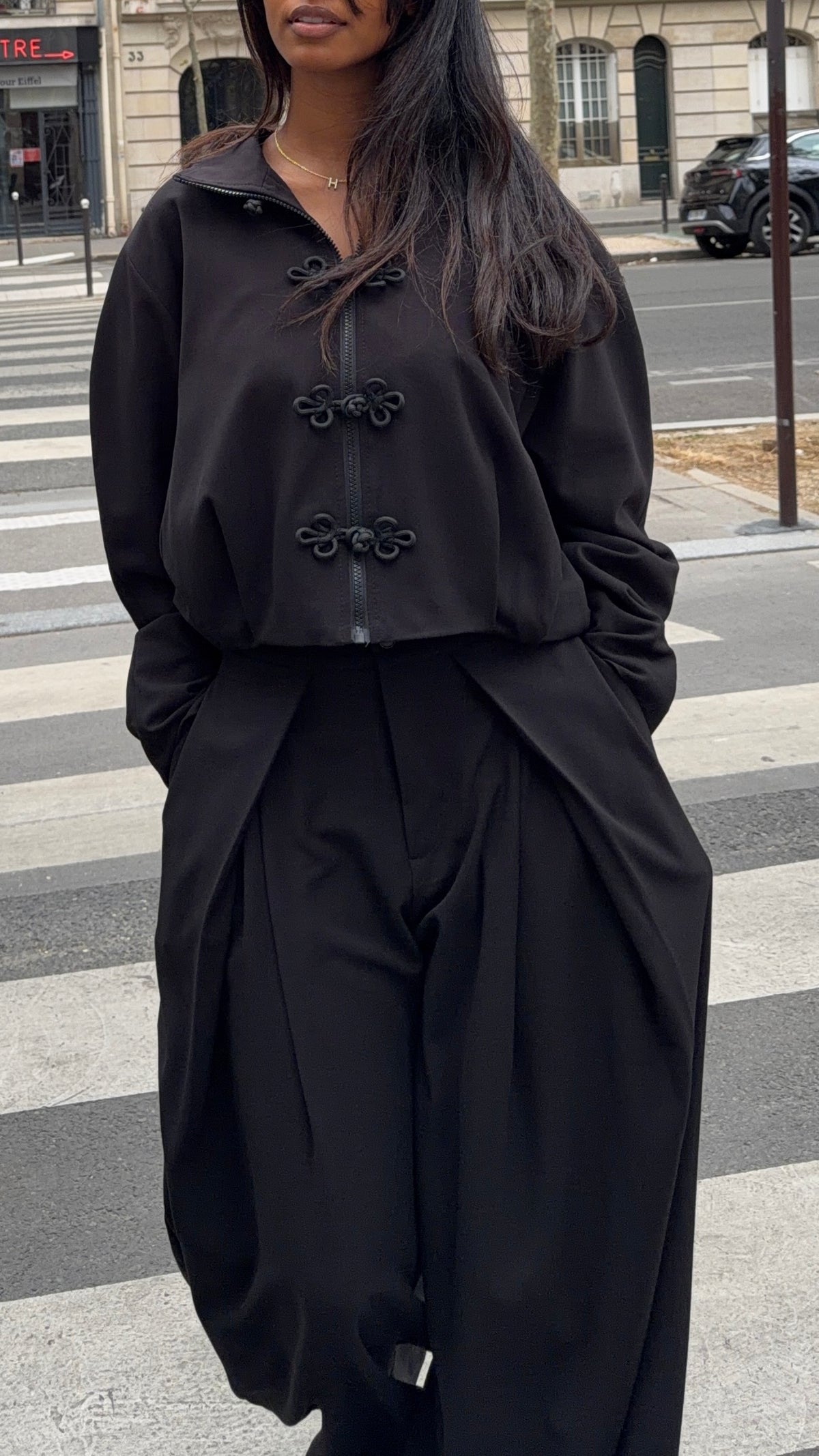 Veste inspi à crochet [Noir]