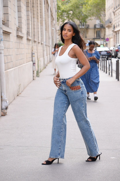 Jean a poche marron