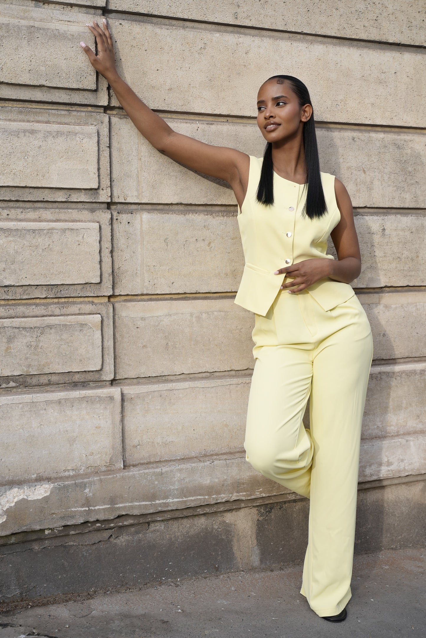 Ensemble fluide à bouton [ Jaune]