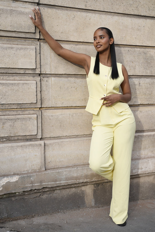Ensemble fluide à bouton [ Jaune]