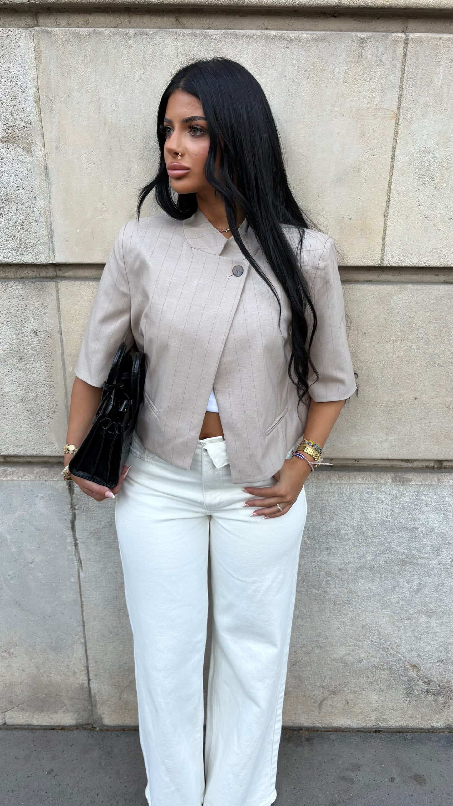 Veste courte à manches [ Beige]