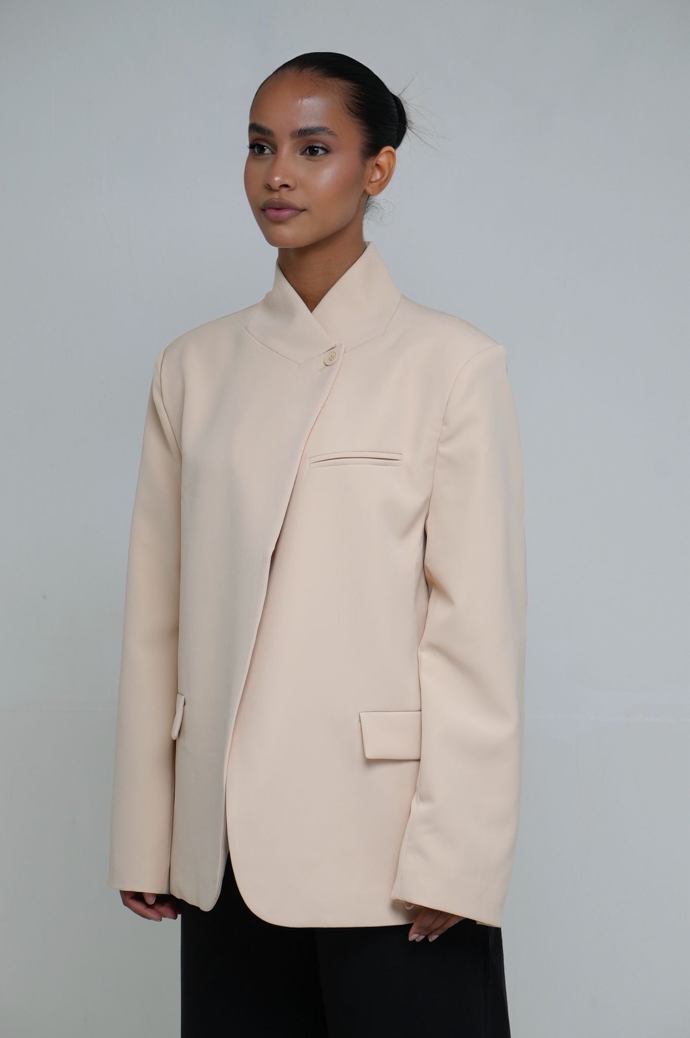 Blazer col a bouton [ Beige]