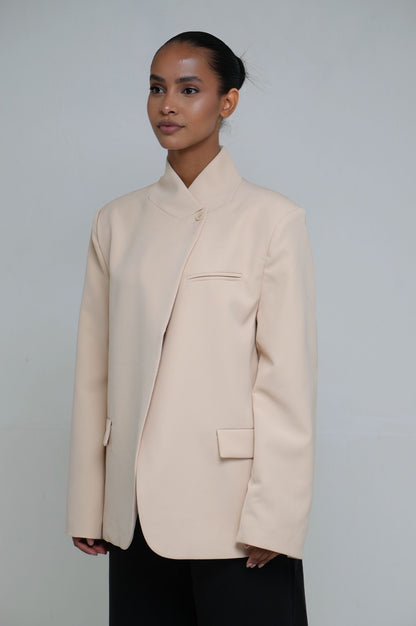 Blazer col a bouton [ Beige]