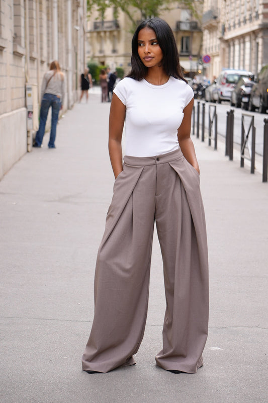 Pantalon asymétrique [Taupe]