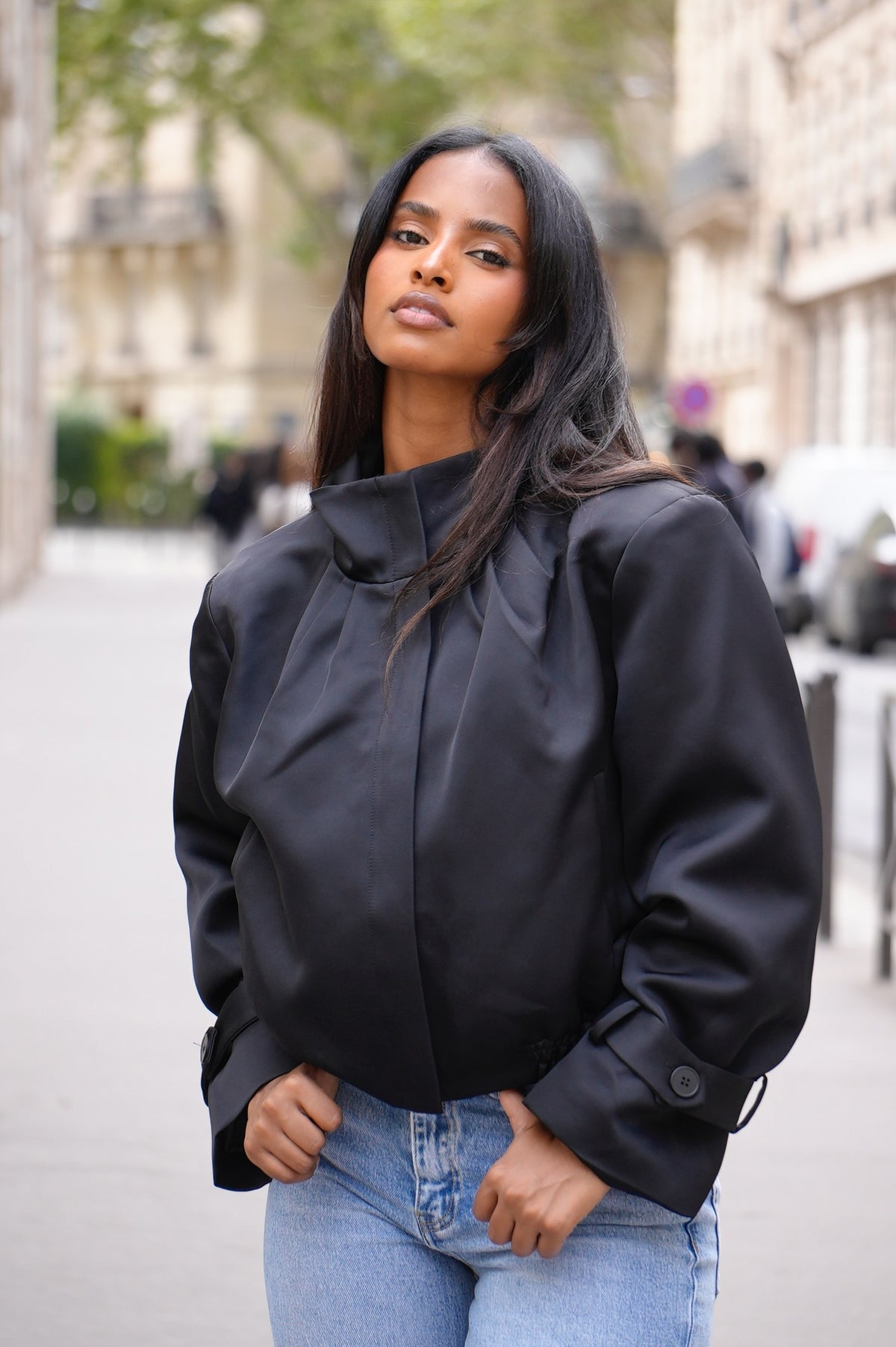 Veste matière satin