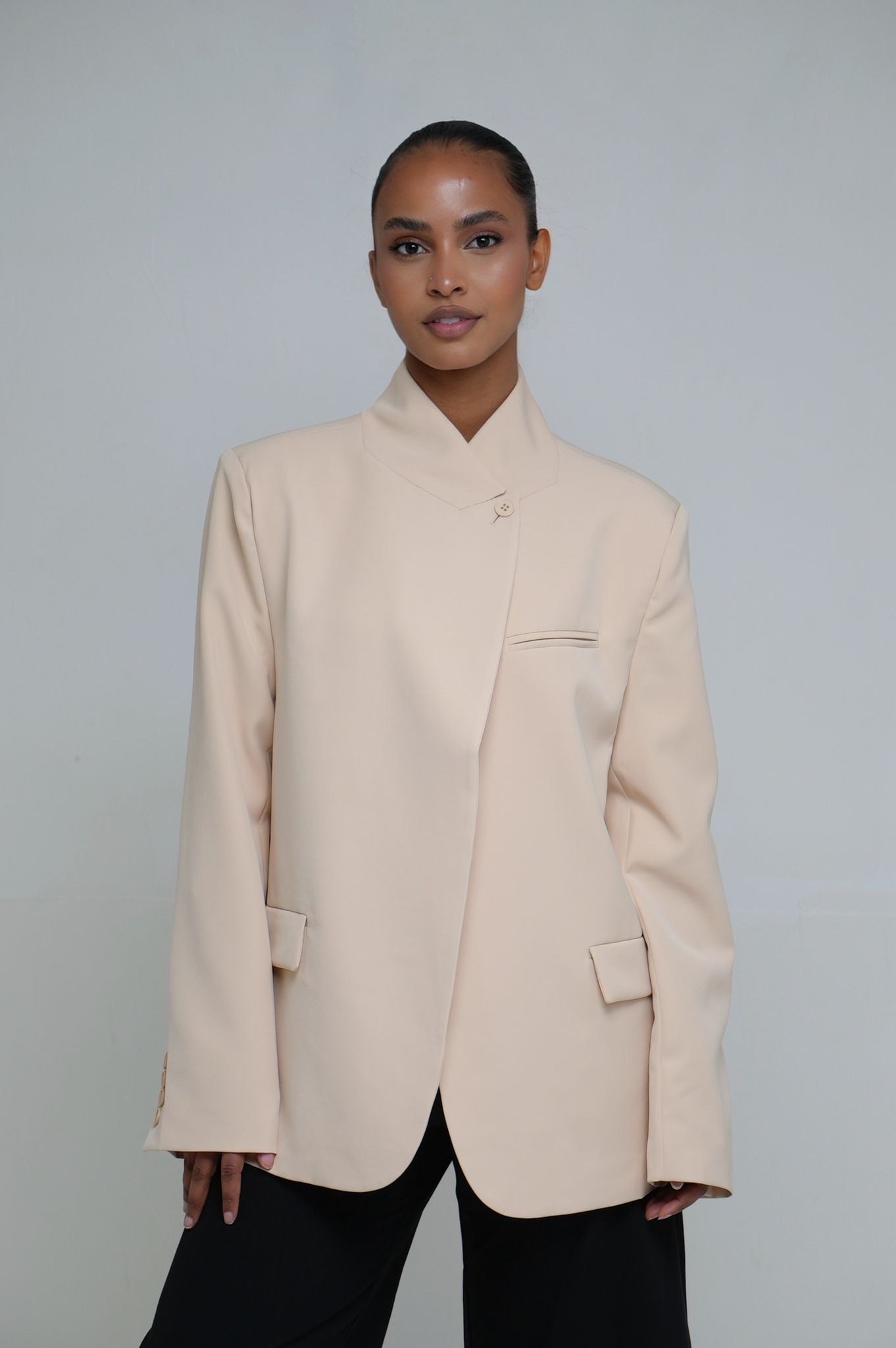 Blazer col a bouton [ Beige]