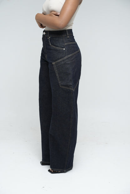 Jean ballon avec poche [ Bleu brut]