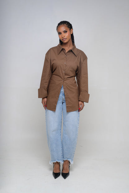Chemise épaulette [Marron]