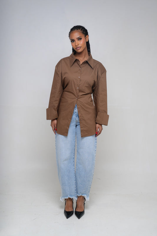 Chemise épaulette [Marron]