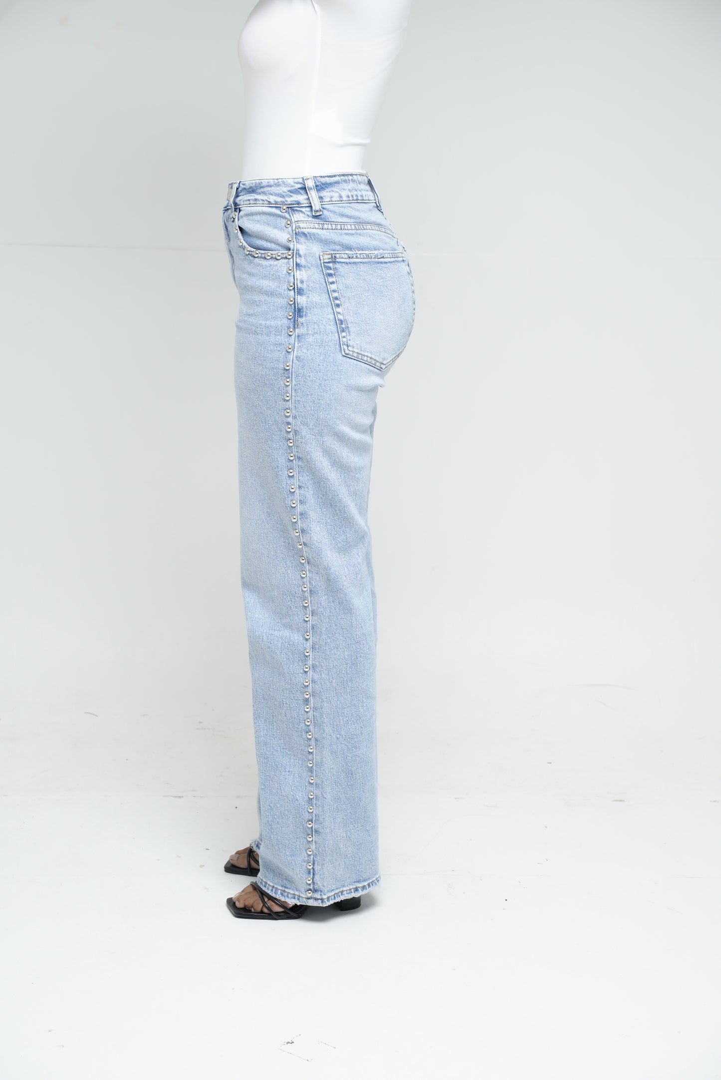 Jean wide leg clouté [ Bleu]