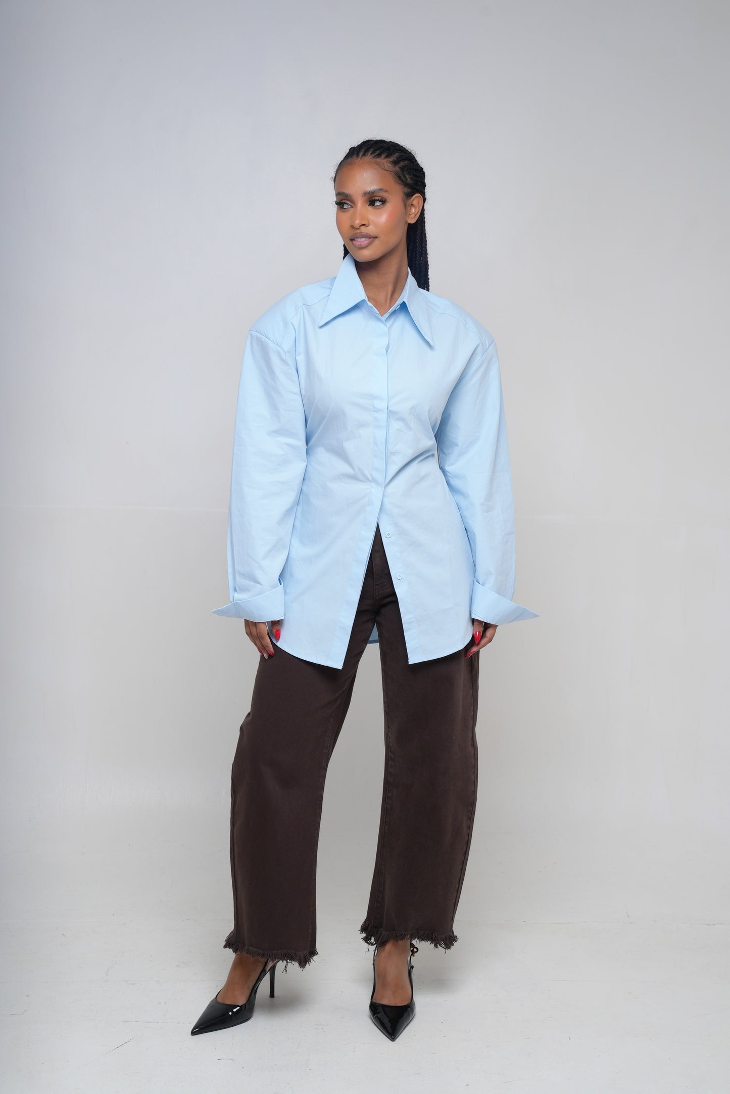 Chemise épaulette [Bleu]