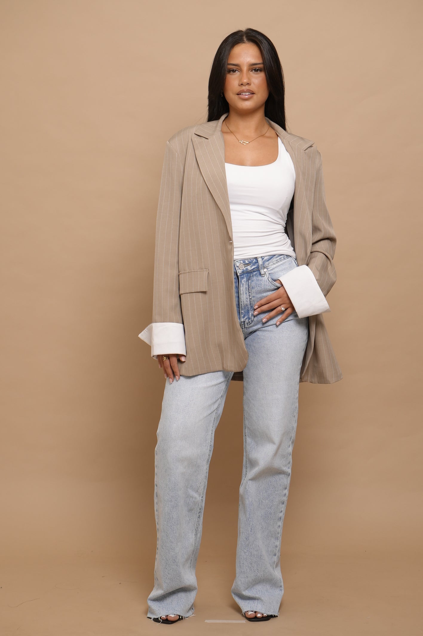 Blazer à rayure [ marron]