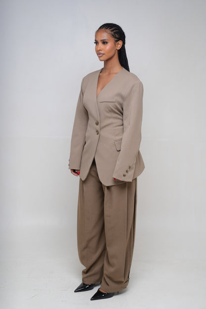 Blazer cintré à bouton [Camel]