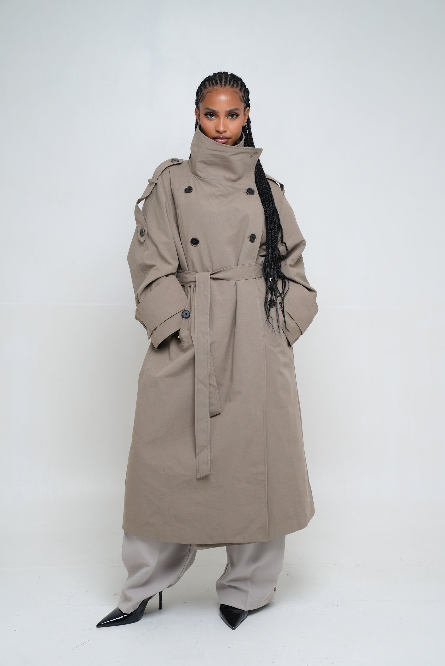 Trench asymétrique [Beige/ Kaki]
