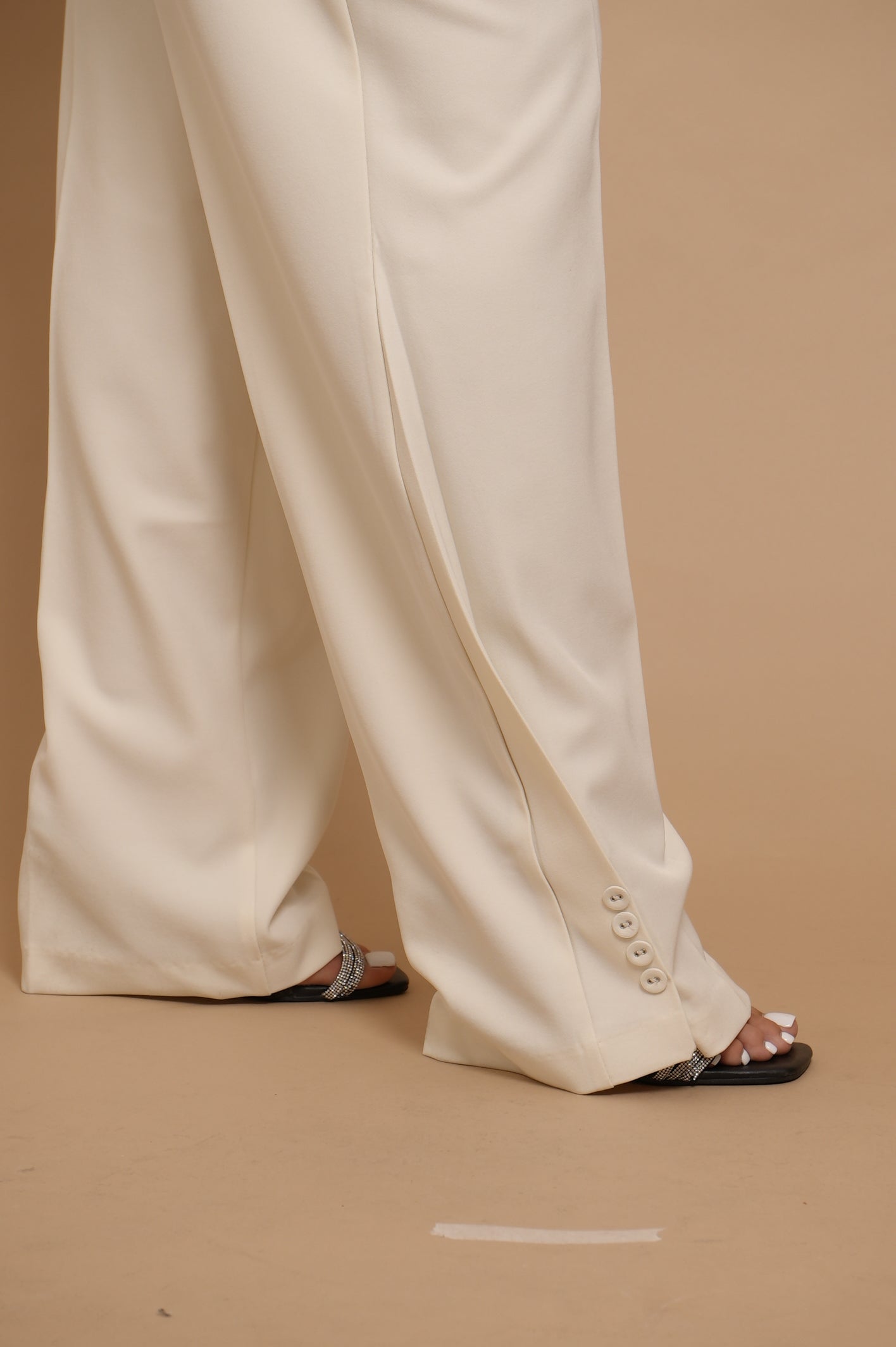 Pantalon blanc a bouton  [BLANC]