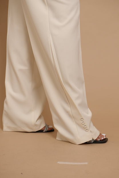 Pantalon blanc a bouton  [BLANC]