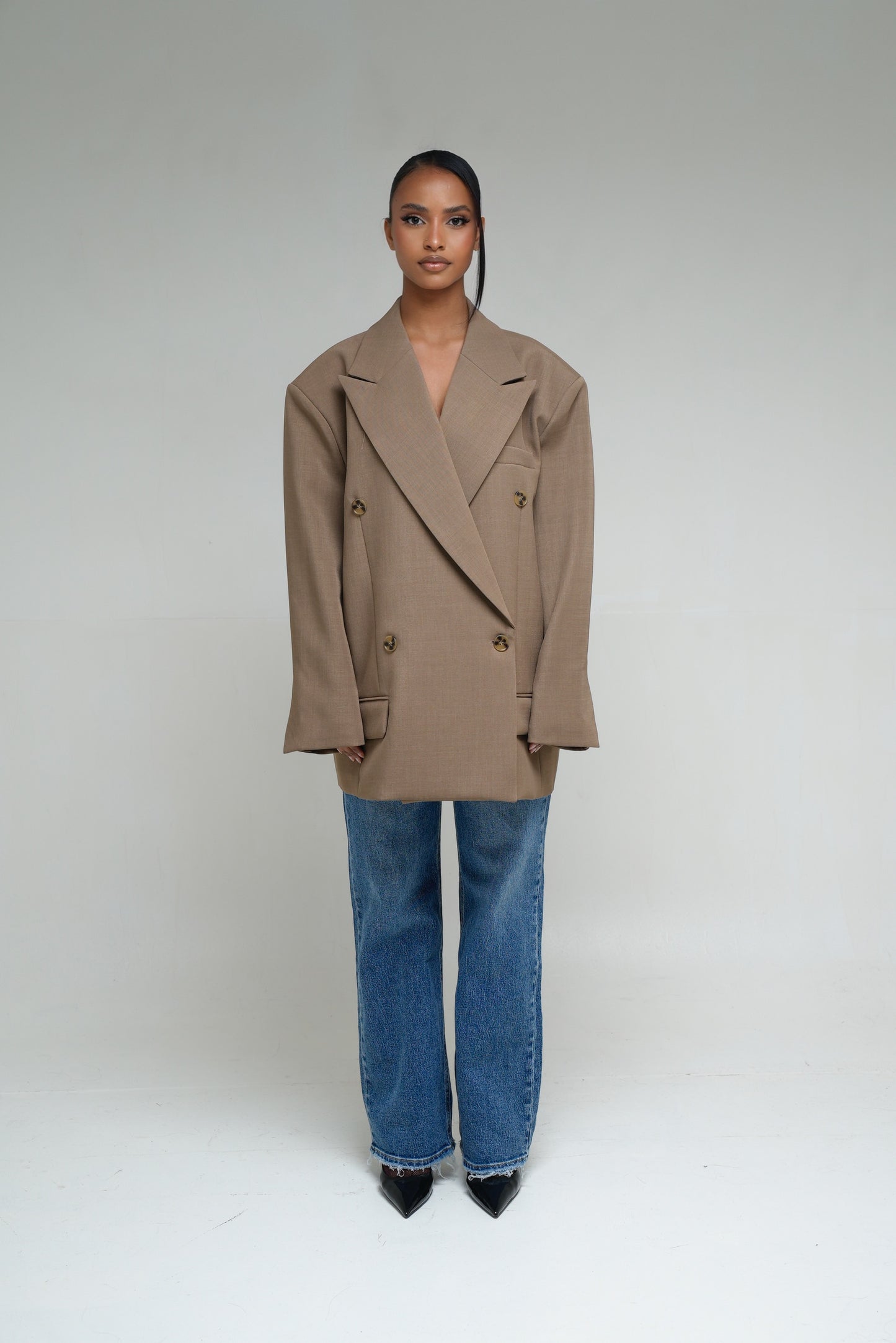 Blazer oversize croisé [ Camel ]