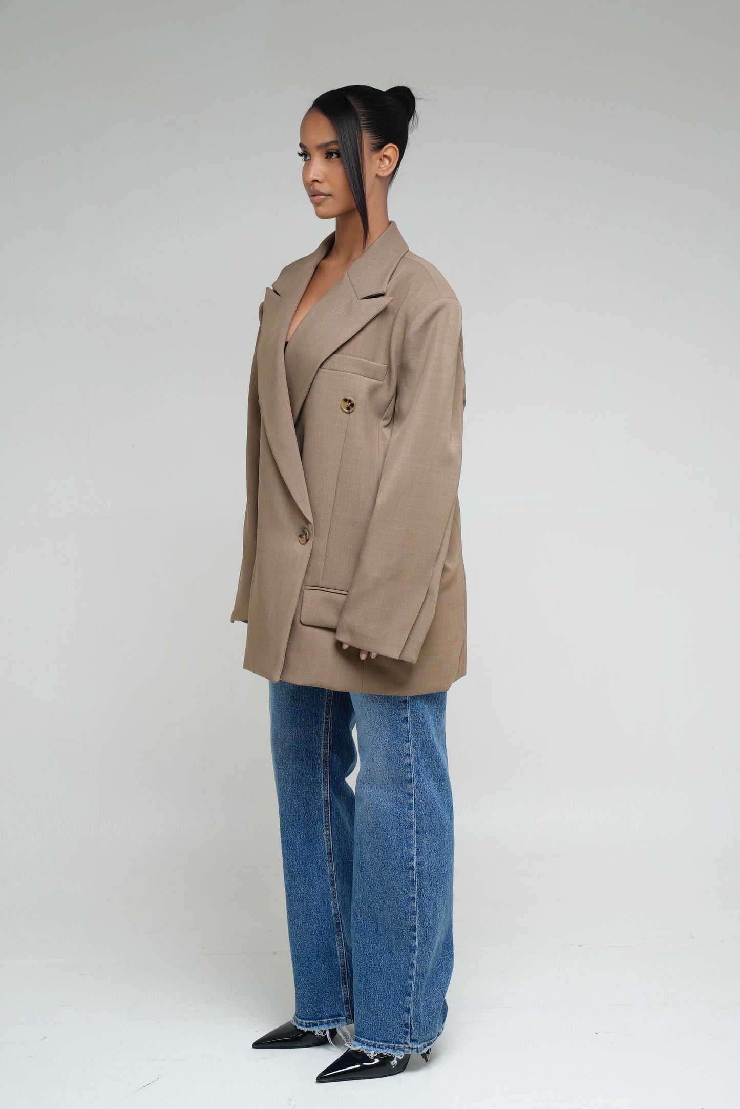 Blazer oversize croisé [ Camel ]