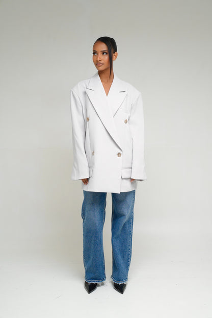 Blazer oversize croisé [Gris clair]