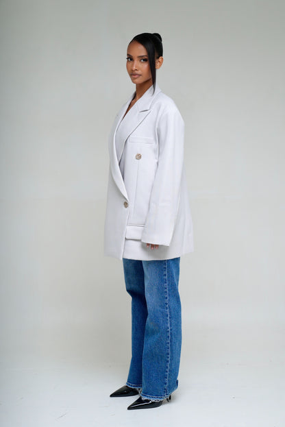 Blazer oversize croisé [Gris clair]