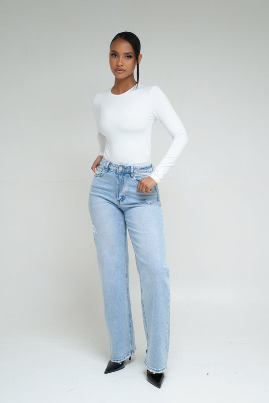 Jean coupe droite [Bleu clair]
