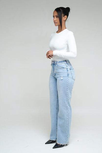 Jean coupe droite [Bleu clair]