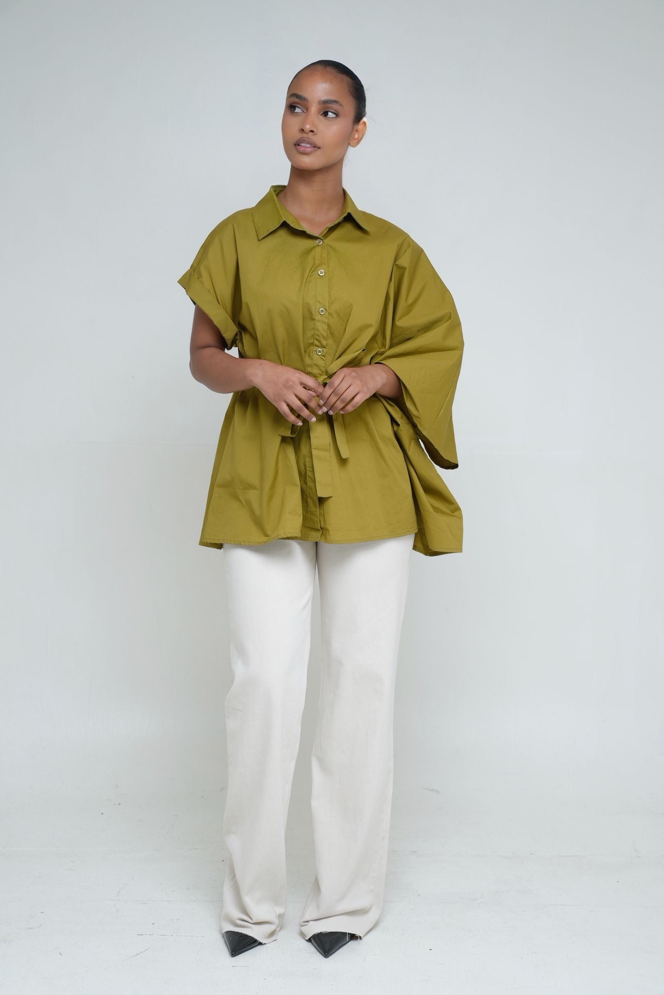 Chemise asymétrique [ Vert olive]