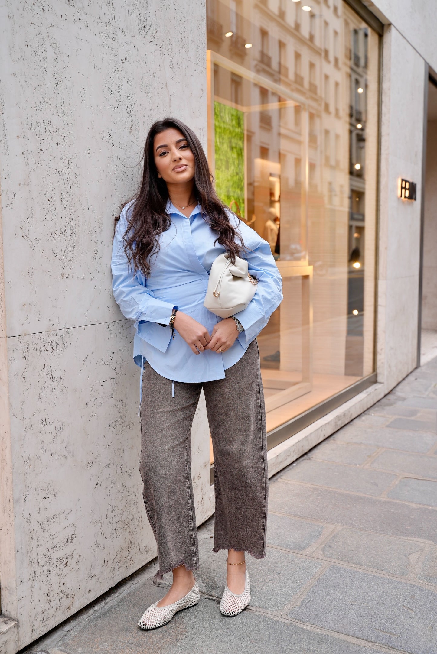 Jean effet déchiré [Gris ]