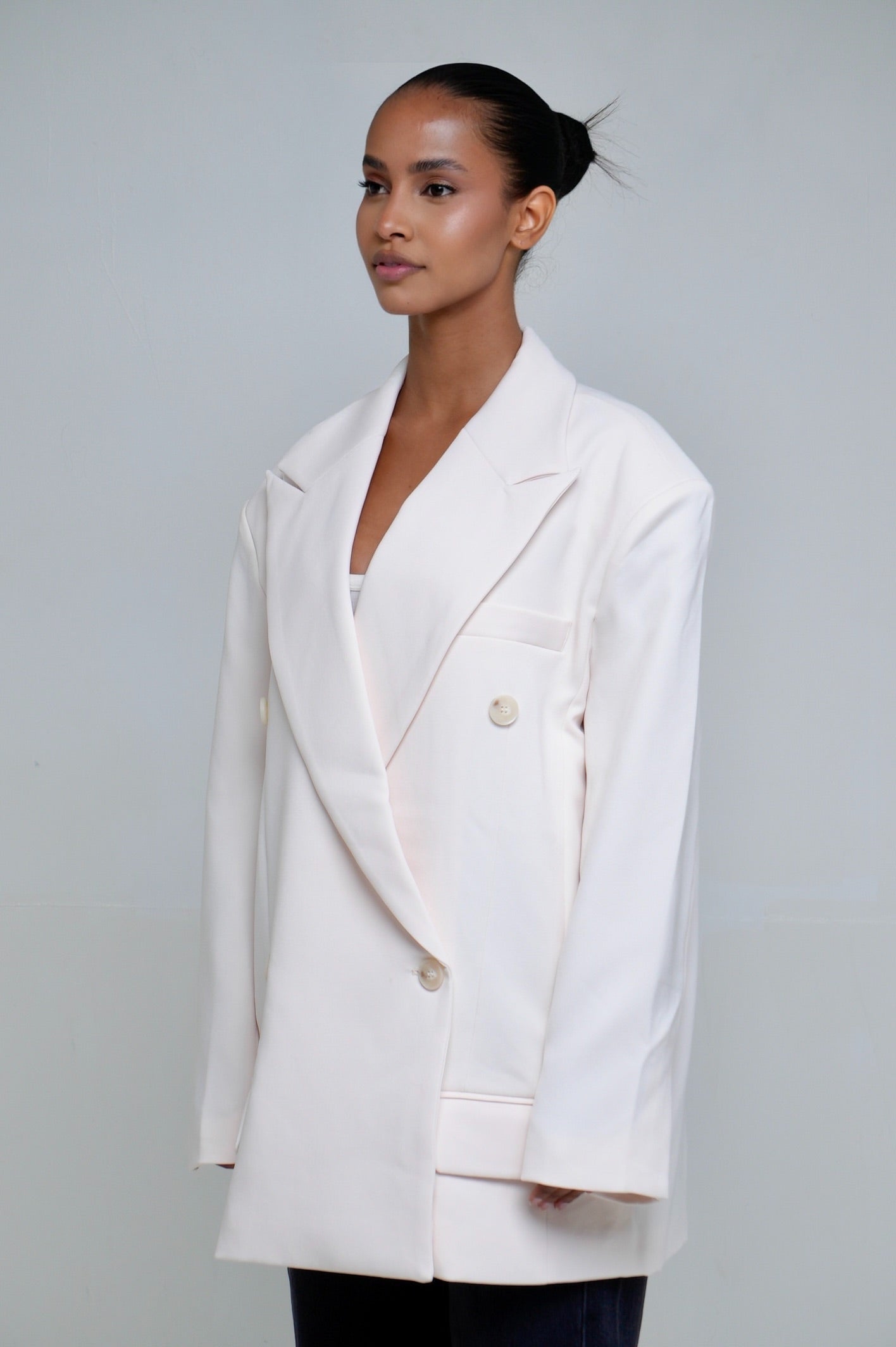Blazer oversize croisé [ Blanc écru]