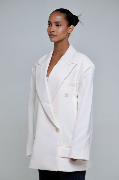 Blazer oversize croisé [ Blanc écru]