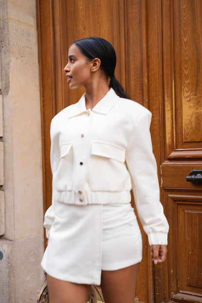 Jupe short portefeuille [ Blanc]
