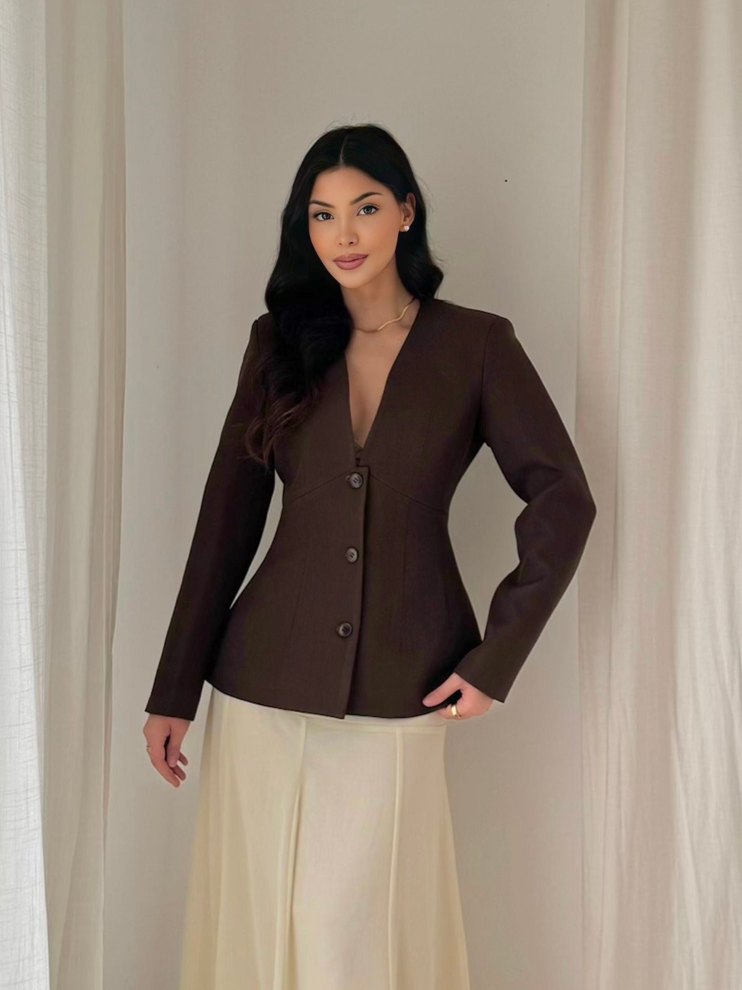 Blazer cintré epais [ Marron]