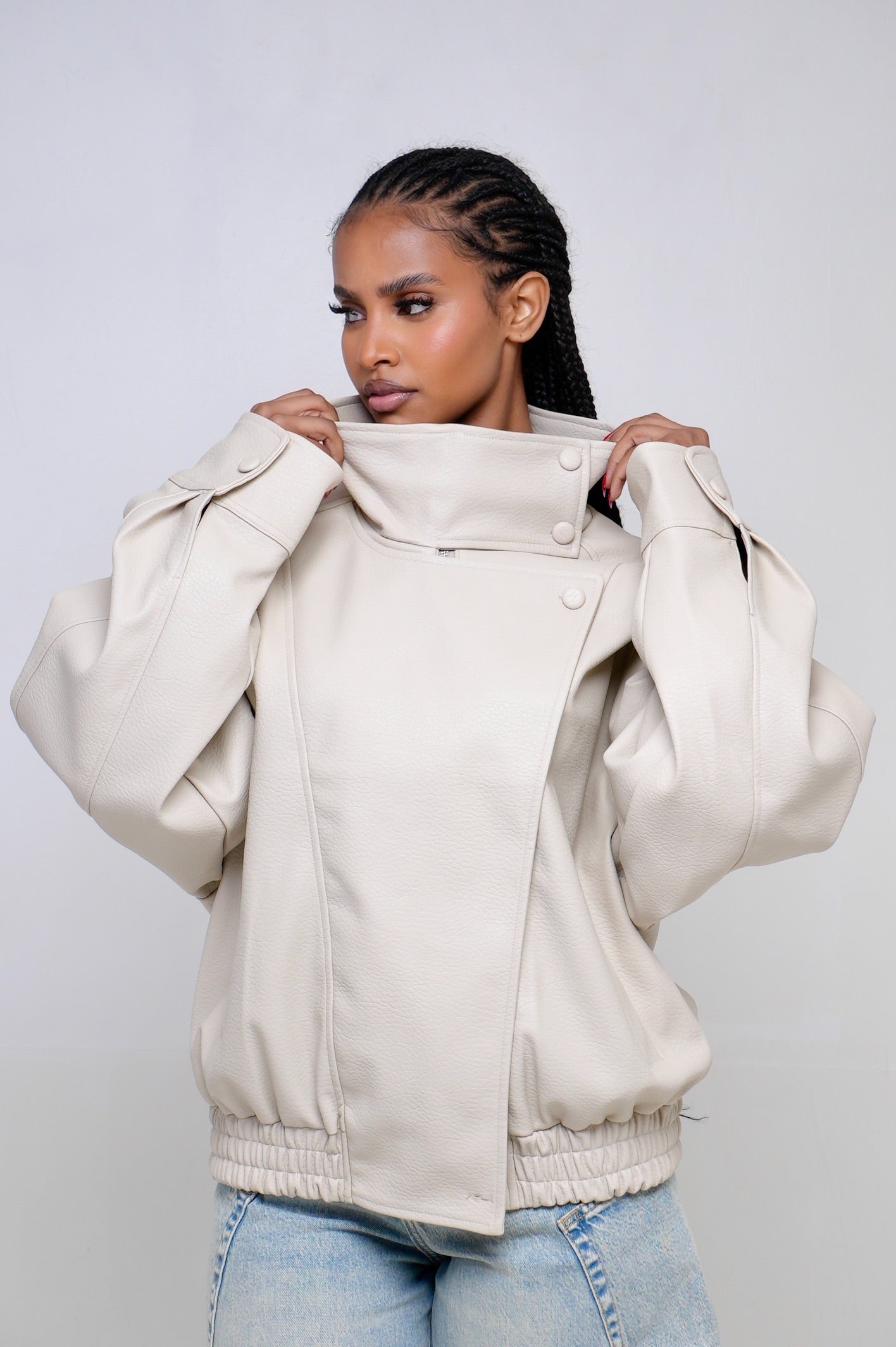 Veste similicuir inspiration [ Beige ]