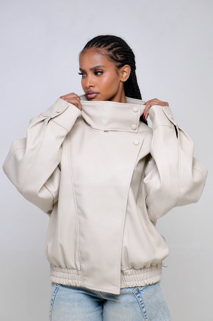 Veste similicuir inspiration [ Beige ]