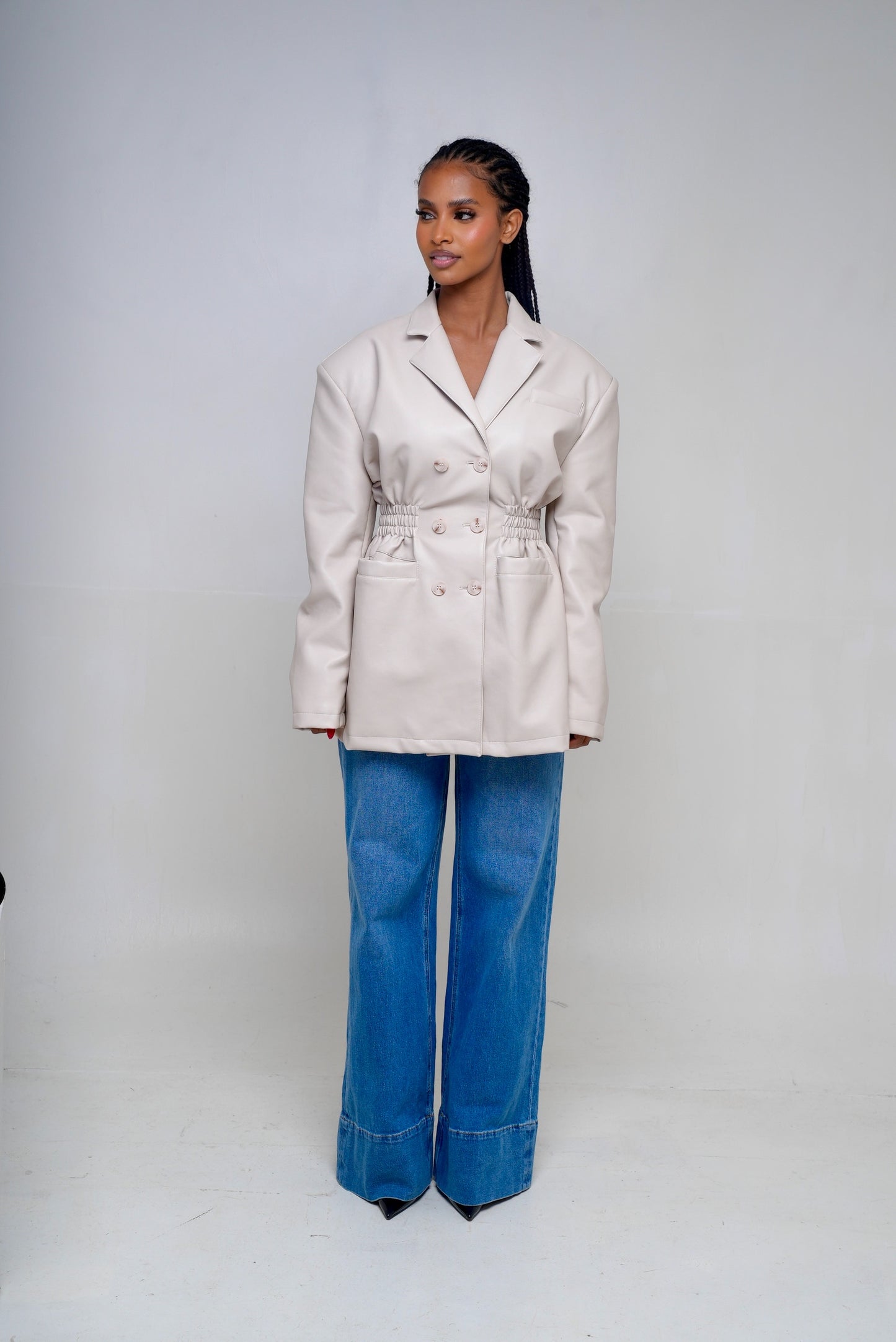 Blazer similicuir [ Beige]