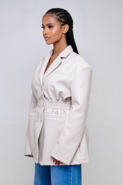 Blazer similicuir [ Beige]